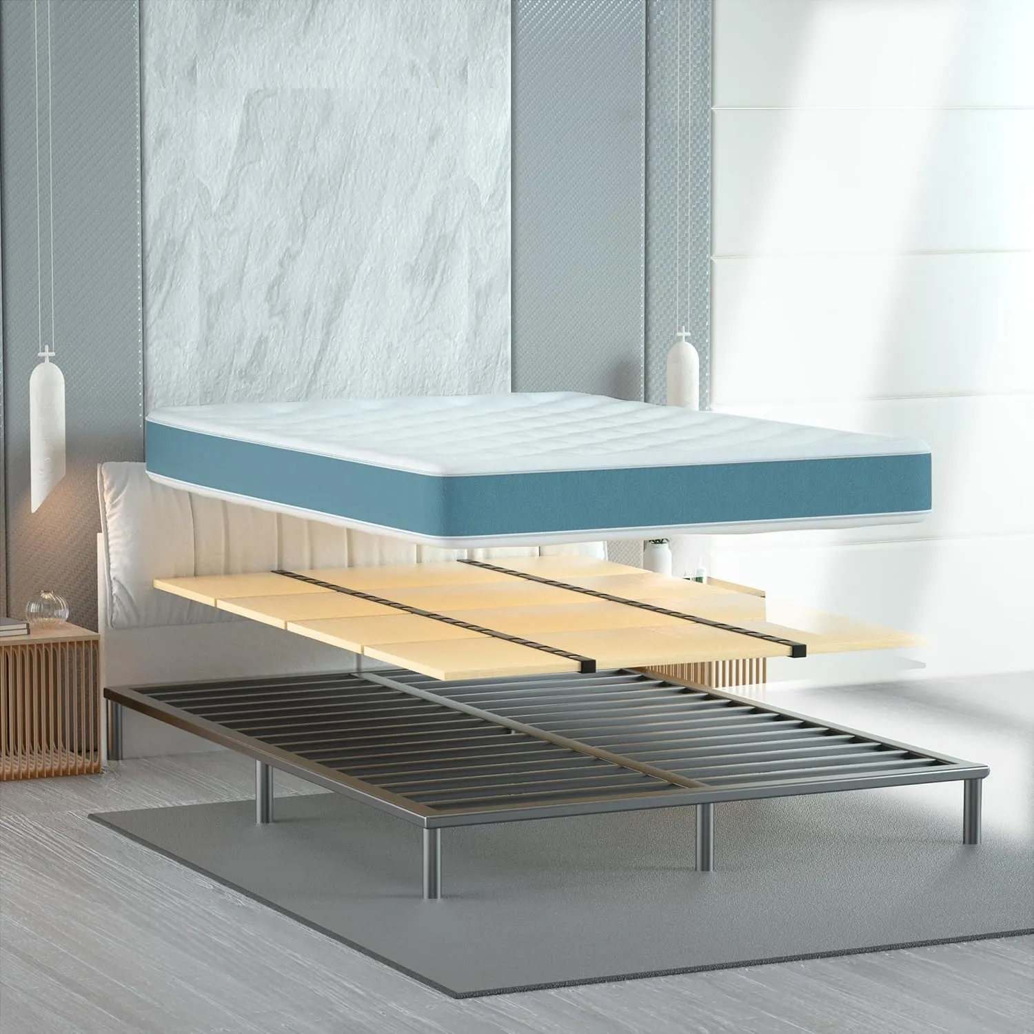 Folding Bed Support, Queen 80"x57" No-Sag Mattress Plate with Under-Board Support