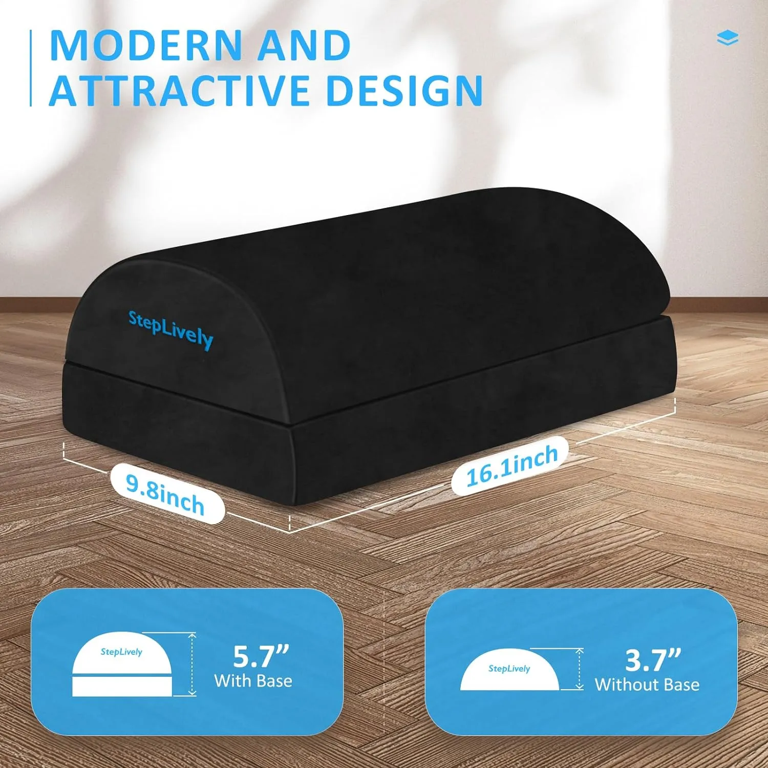 Foot Rest for Under Desk at Work, Comfortable Foot Stool with 2 Adjustable Heights, Footrest with Washable Cover, for Back & Hip Pain Relief, Suitable for Office, Home and Car (Black)