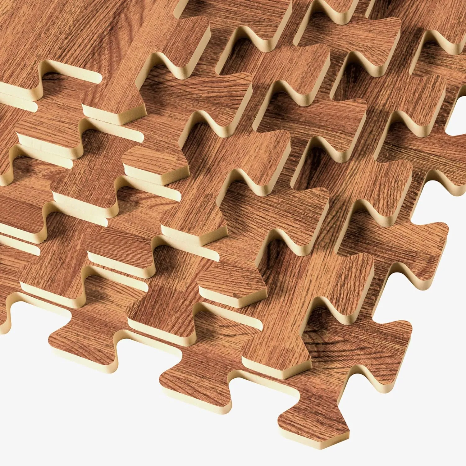 Forest Floor 3/8 Inch Thick Printed Foam Tiles, Premium Wood Grain Interlocking Foam Floor Mats, Anti-Fatigue Flooring – Stylish Flooring Solution
