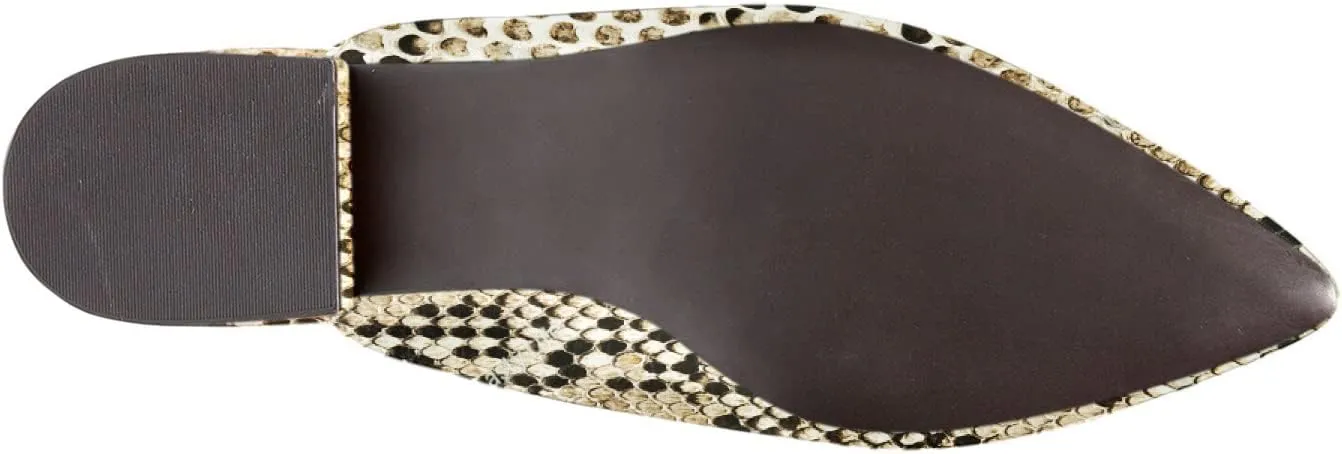 FOWT V-Shaped Snakeskin Embossed Backless Mules Women Pointed Toe Low Chunky Heel Sandals Ladies Slip on Side Unisex Shoes for Office Dress Party 4-16 US Size