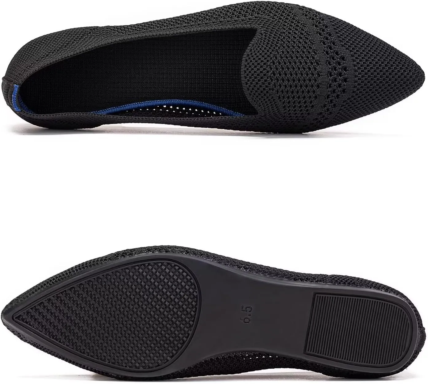 Frank Mully Women's Casual Loafer Flats Slip On Loafer Shoes Comfortable Knit Flat Shoes Classics Pointy Toe Loafer Flats,for Work,Travel