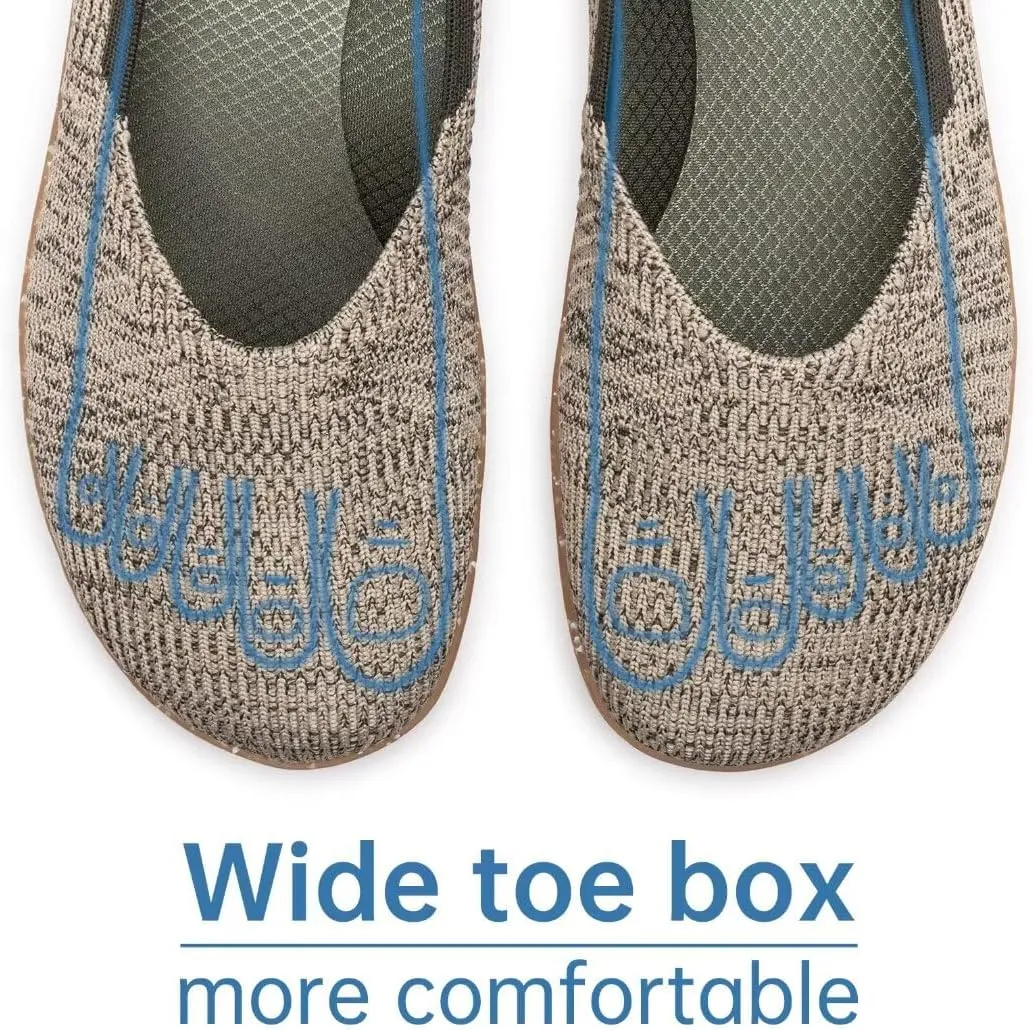 Frank Mully Womens Flat Shoes Wide Toe Box Knitted Flats Comfort Wide Width Walking Flats