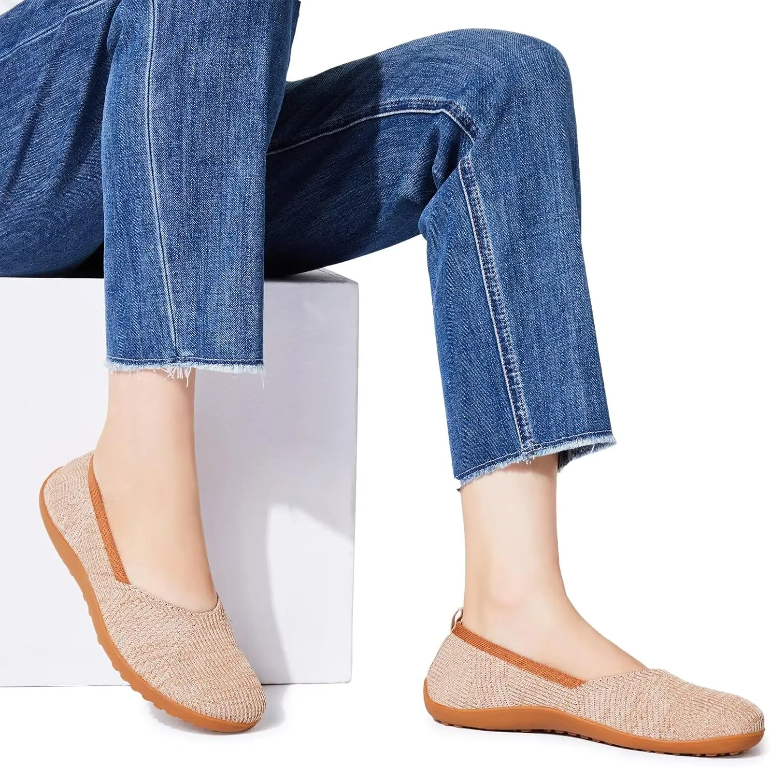 Frank Mully Womens Flat Shoes Wide Toe Box Knitted Flats Comfort Wide Width Walking Flats