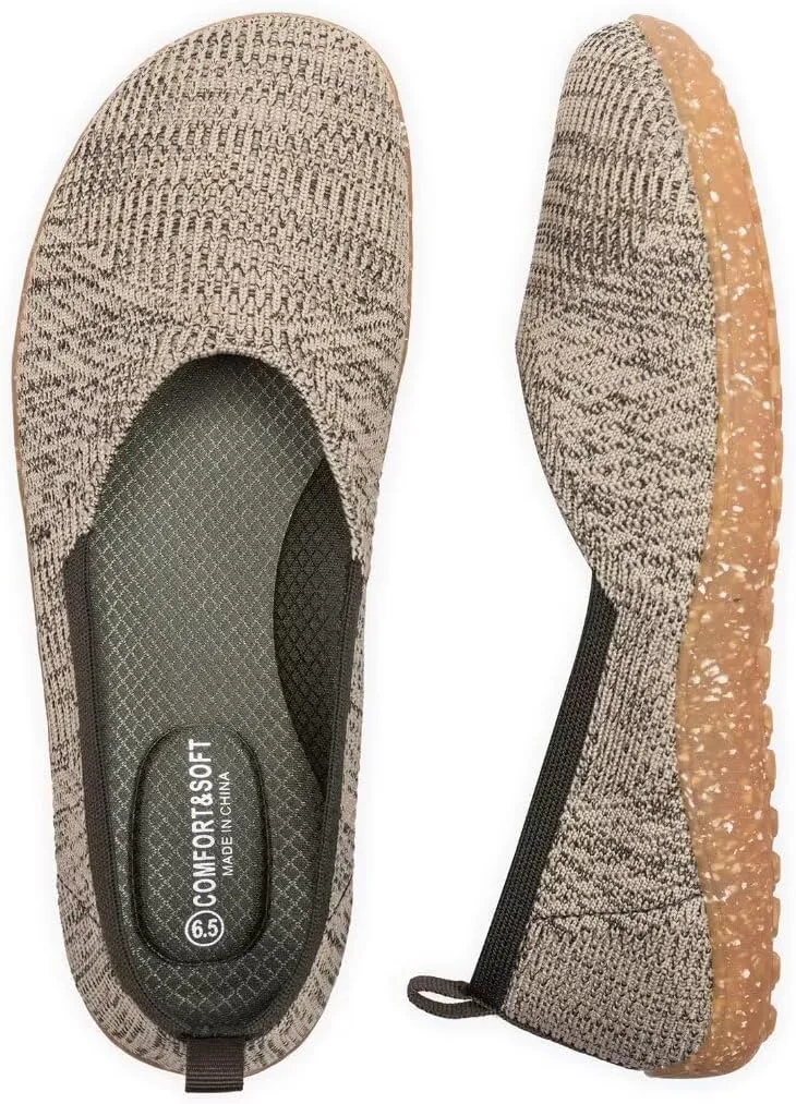 Frank Mully Womens Flat Shoes Wide Toe Box Knitted Flats Comfort Wide Width Walking Flats