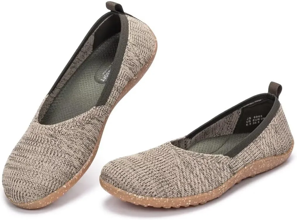 Frank Mully Womens Flat Shoes Wide Toe Box Knitted Flats Comfort Wide Width Walking Flats