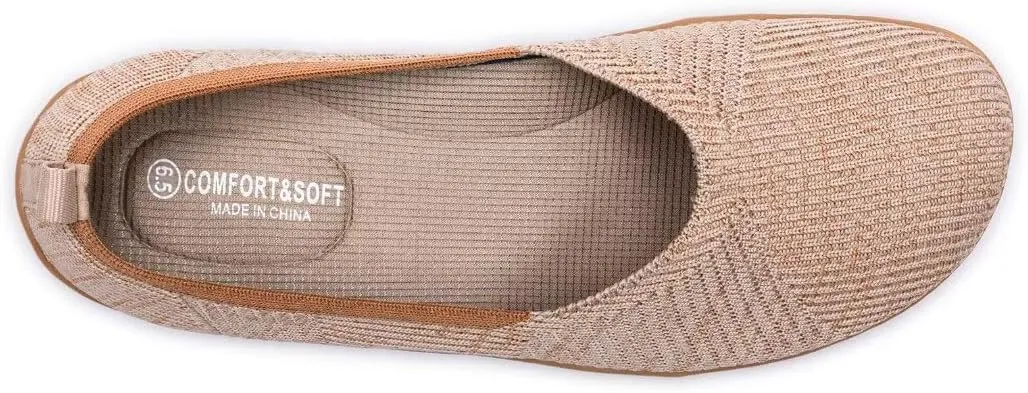 Frank Mully Womens Flat Shoes Wide Toe Box Knitted Flats Comfort Wide Width Walking Flats