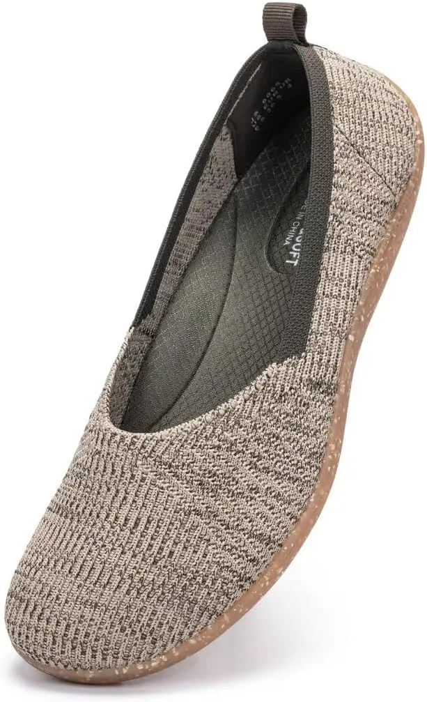 Frank Mully Womens Flat Shoes Wide Toe Box Knitted Flats Comfort Wide Width Walking Flats