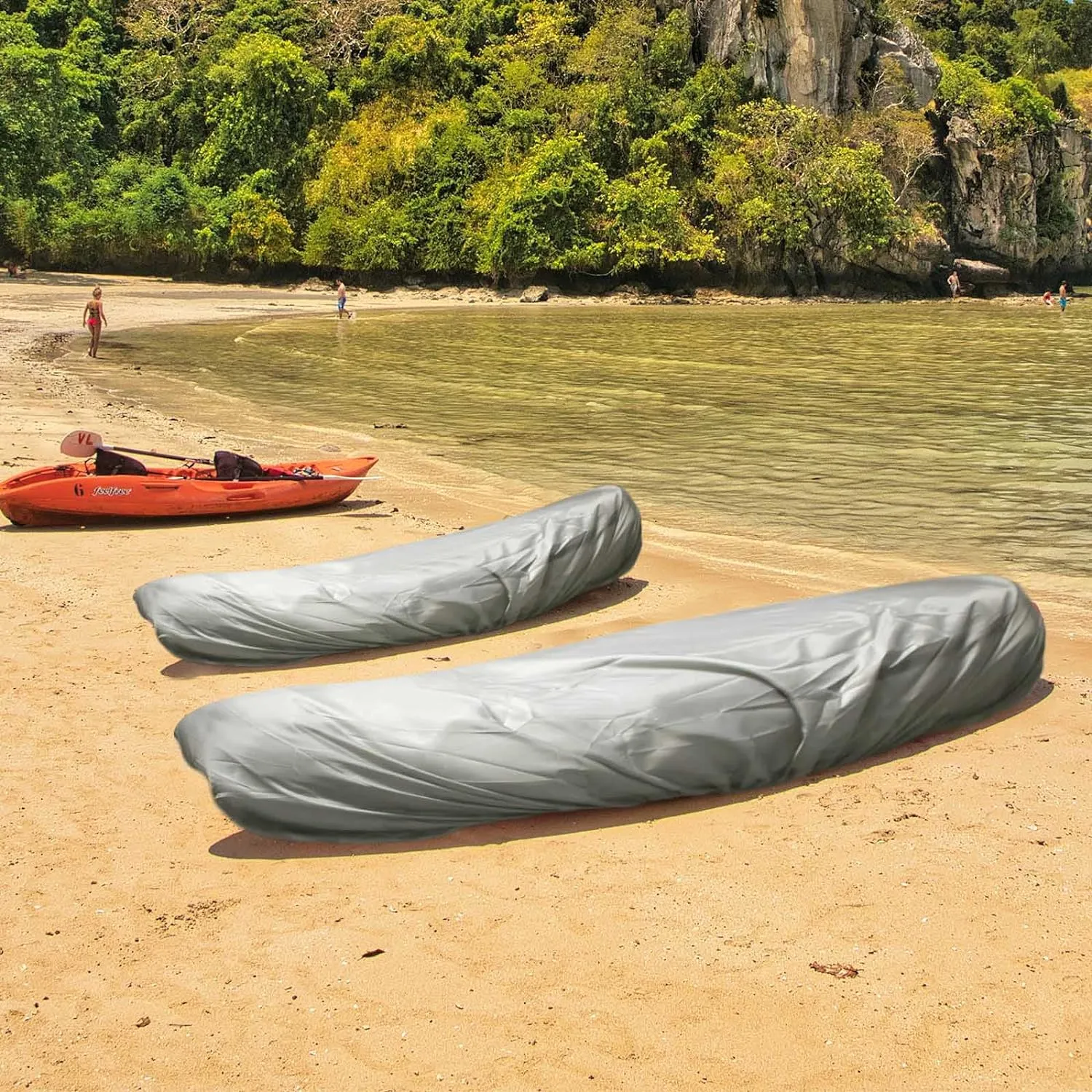 Frelaxy 420D Kayak Cover, Heavy Duty Waterproof UV Resistant Kayak Covers for Outdoor Storage, Ultra Strong Canoe Storage Dust Cover, Great for Indoor & Outdoor 9.8-13.5ft