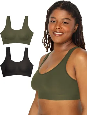 Fruit of the Loom Women's Wireless Full Coverage Bra Pack w/ Built In Pads - Smooth, Supportive & All-Day Comfort Fit