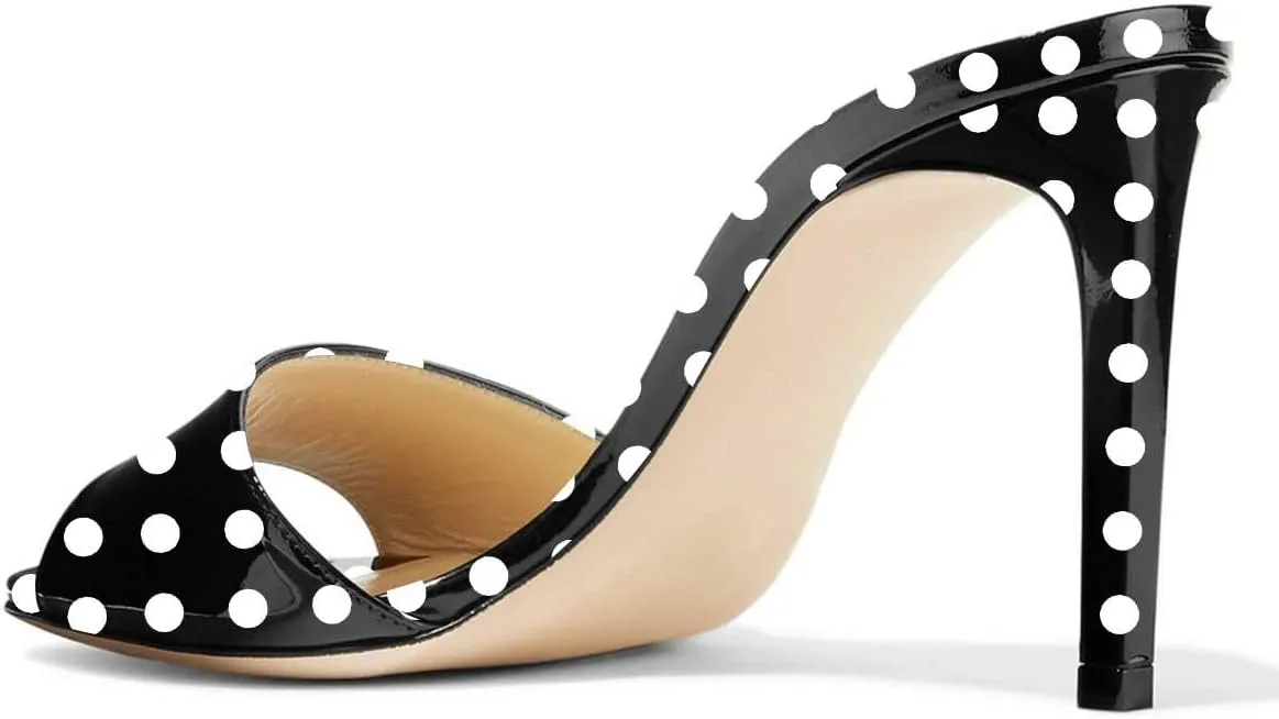 FSJ Women Casual Peep Toe Mule Sandals Stiletto High Heels Party Evening Shoe Size 4-15 M US