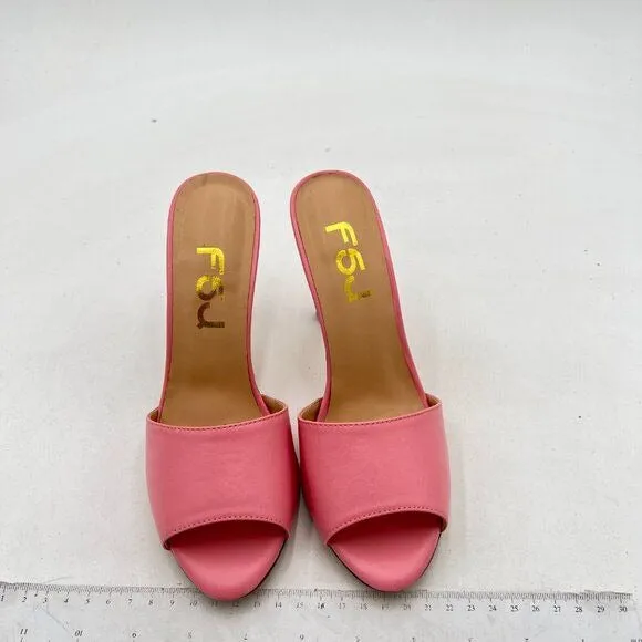 FSJ Women Casual Peep Toe Mule Sandals Stiletto High Heels Party Evening Shoe