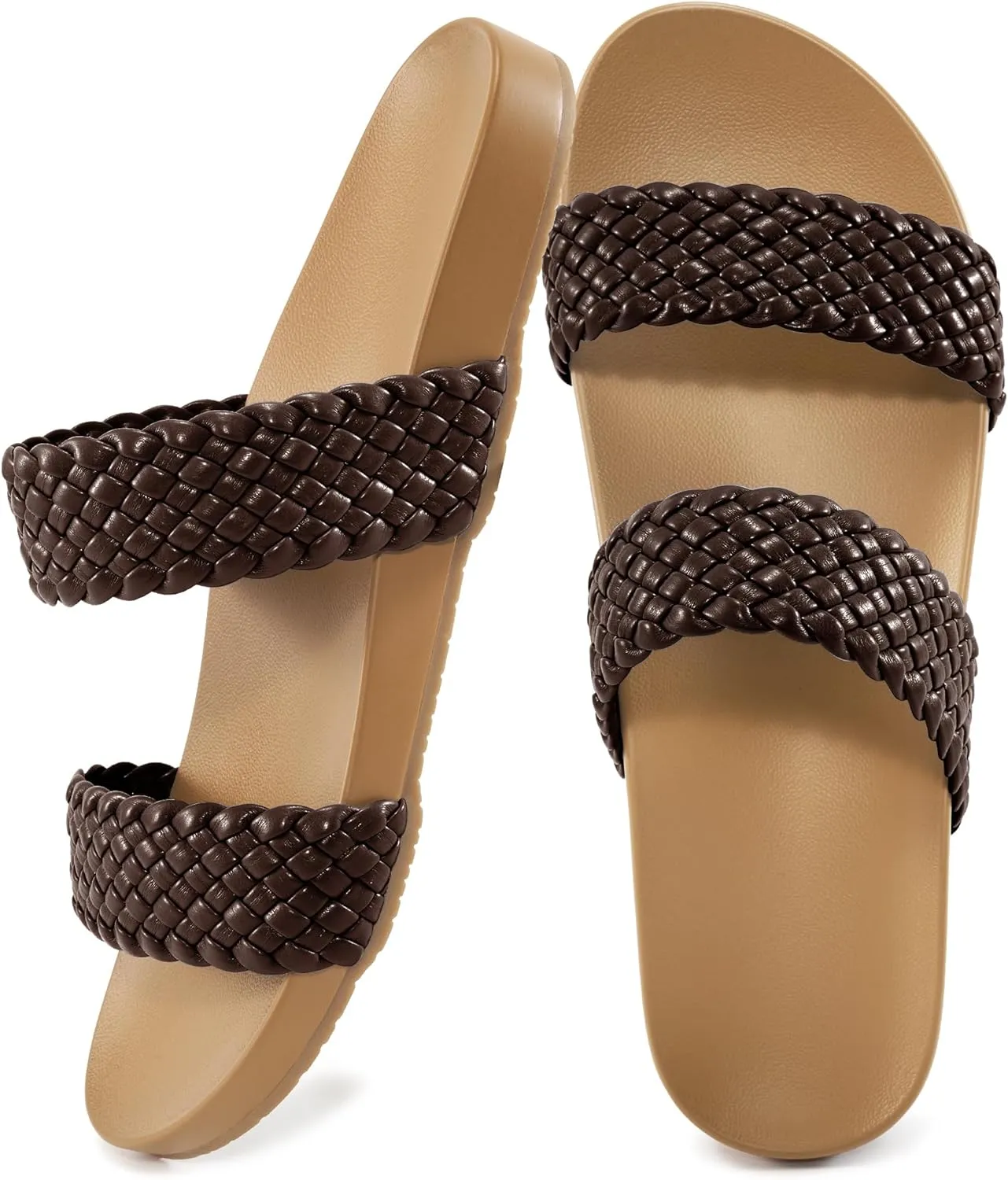 FUDYNMALC Slides Sandals for Women Orthopedic: Dressy Summer Beach Flat Shoes Comfortable Walking Footwear with Arch Support