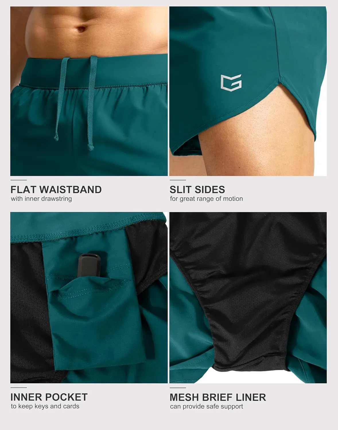 G Gradual Running Shorts for Men 3 Inch Lighweight Quick Dry Workout Gym Athletic Jogging Shorts with Inner Key Pocket