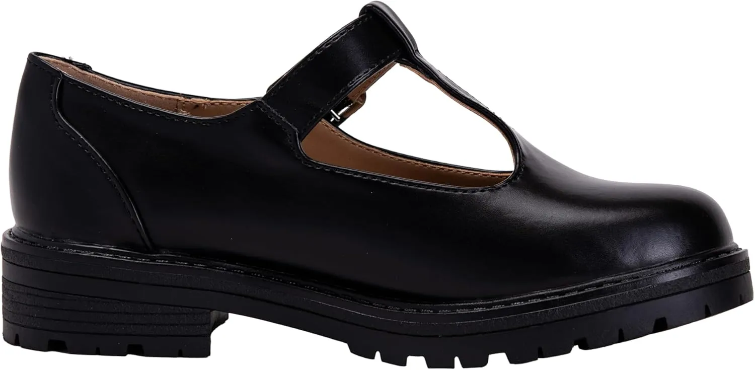 Girls Mary Jane Shoes Oxford Dress Heels Round Toe T-Strap Platform Chunky Low Heel Pumps Lily-2 ~