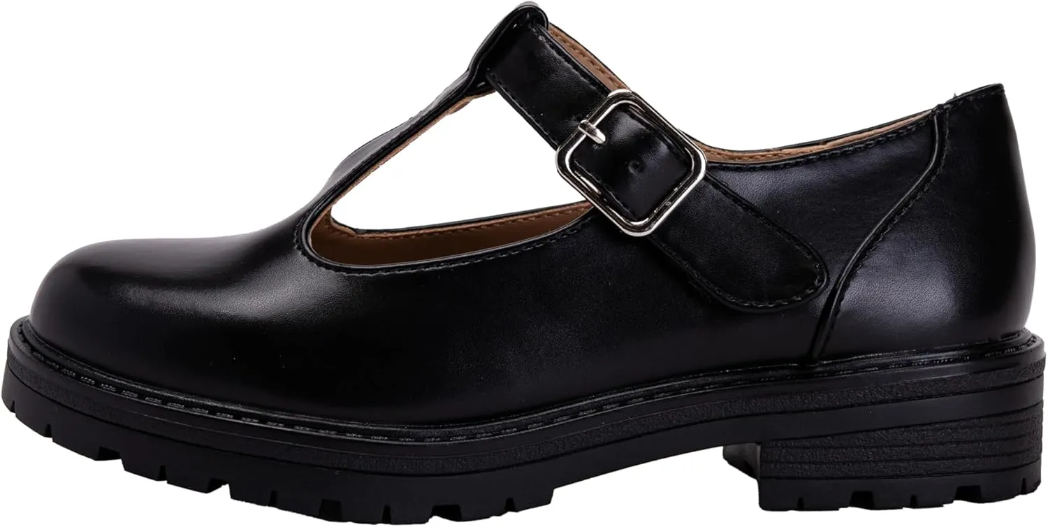 Girls Mary Jane Shoes Oxford Dress Heels Round Toe T-Strap Platform Chunky Low Heel Pumps Lily-2 ~
