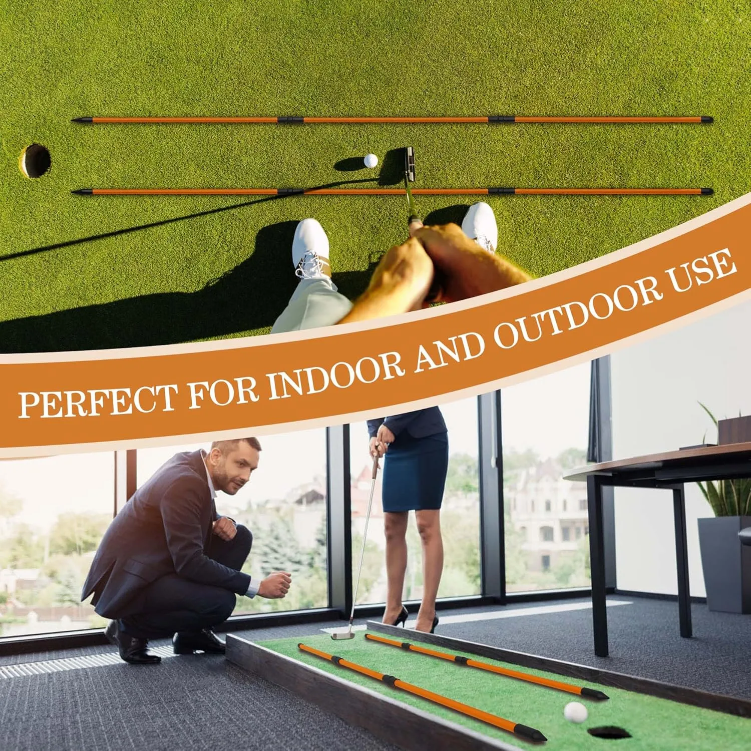 Golf Alignment Sticks 2 Pack,Upgraded 48" Collapsible Alignment Stick Golf Training Aid for Aiming, Putting, Swing Trainer, Golf Training Sticks with Clear Tube Case