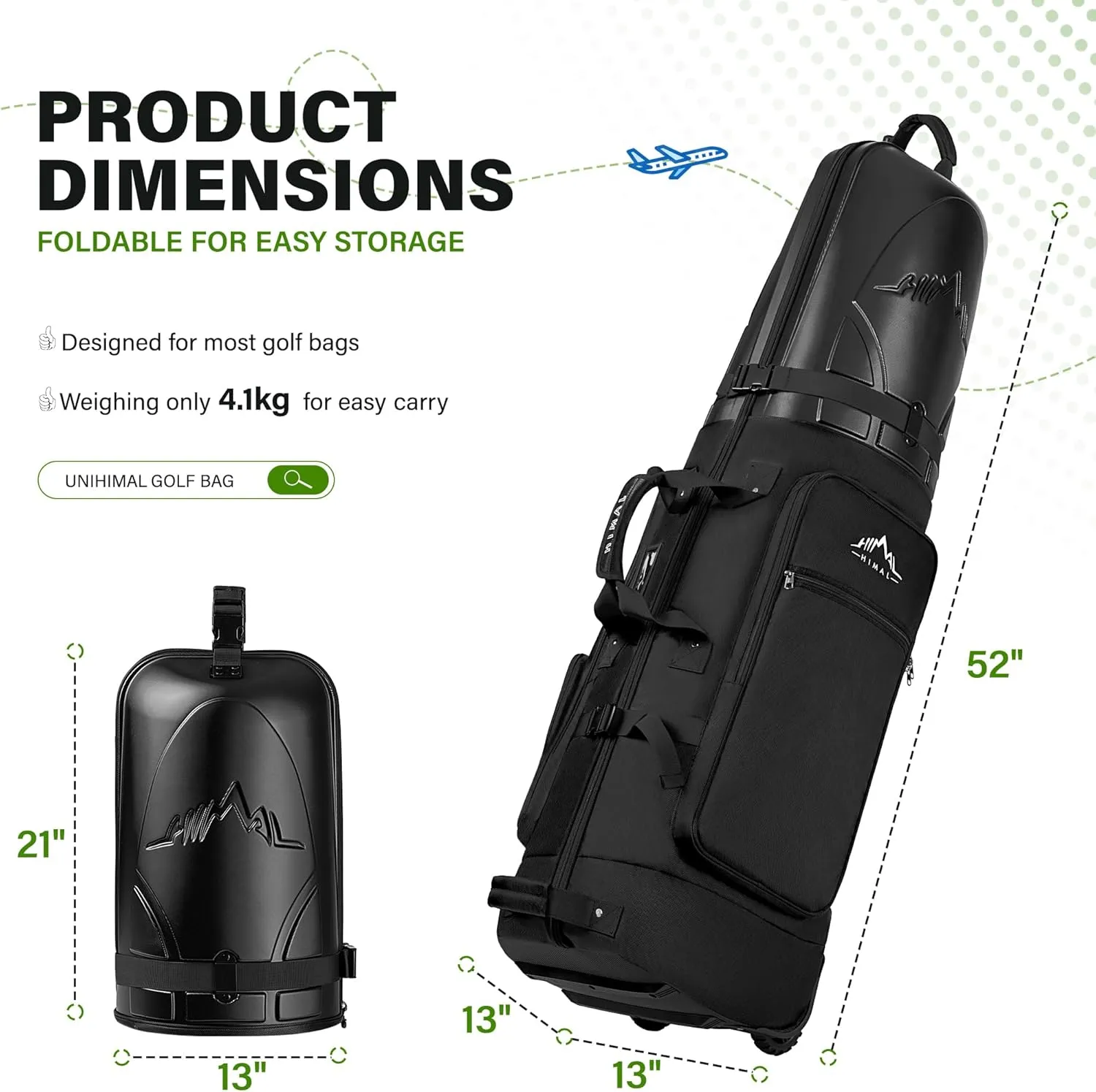 Golf Travel Bag with Hard Case Top, 1680D Heavy Duty Oxford Golf Club Travel Bags for Airlines with Wheels Easy to Maneuver