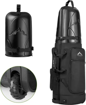 Golf Travel Bag with Hard Case Top, 1680D Heavy Duty Oxford Golf Club Travel Bags for Airlines with Wheels Easy to Maneuver