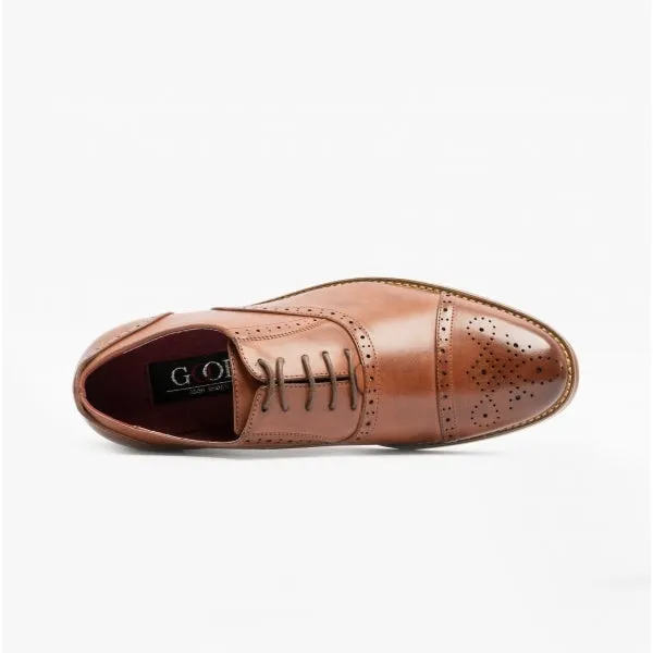 Goor FRANCIS Mens Oxford Lace Up Shoes Brown