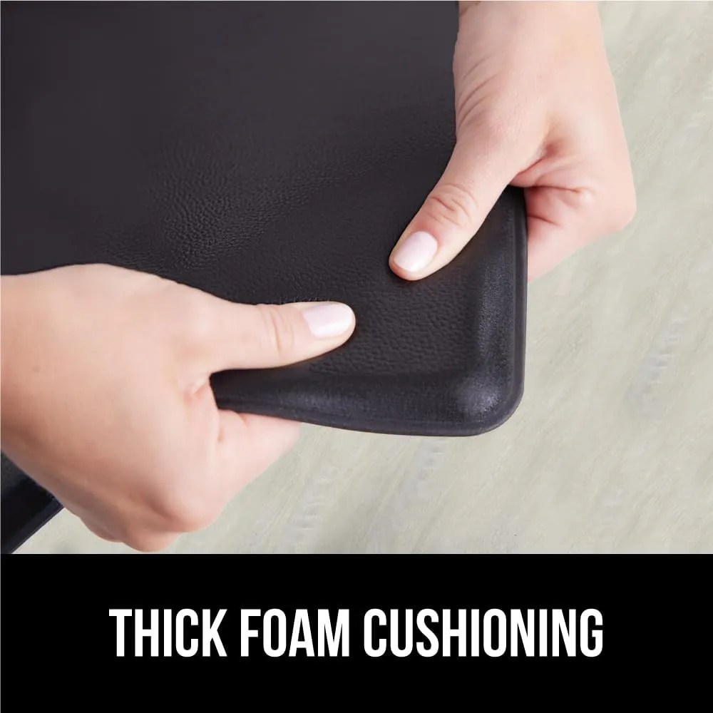 GORILLA GRIP Set of 2 Soft Anti Fatigue Mats for Kitchen Floor, 17x29 17x59, Stain and Scratch Resistant Waterproof Ergonomic Standing Office Desk Mat, Supportive Memory Foam Rug, 1/2 Inch Thick Black