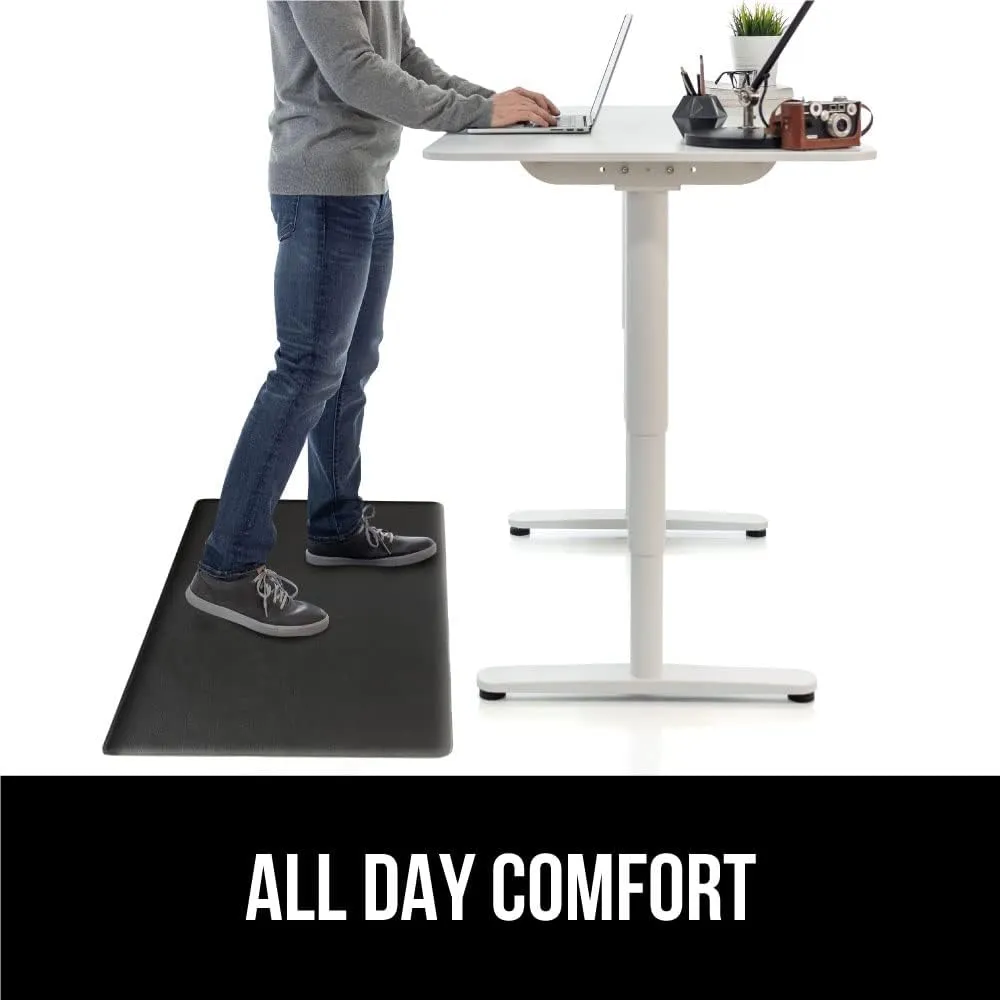 GORILLA GRIP Set of 2 Soft Anti Fatigue Mats for Kitchen Floor, 17x29 17x59, Stain and Scratch Resistant Waterproof Ergonomic Standing Office Desk Mat, Supportive Memory Foam Rug, 1/2 Inch Thick Black