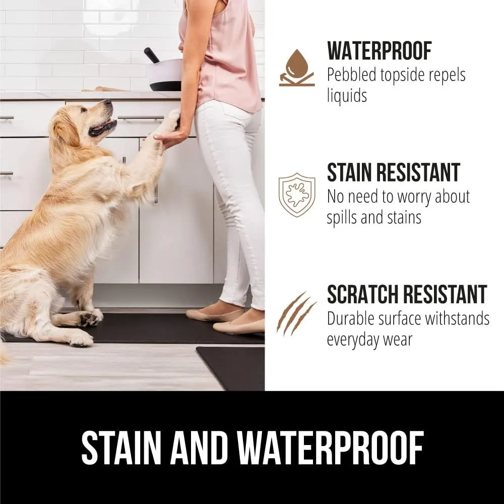 GORILLA GRIP Set of 2 Soft Anti Fatigue Mats for Kitchen Floor, 17x29 17x59, Stain and Scratch Resistant Waterproof Ergonomic Standing Office Desk Mat, Supportive Memory Foam Rug, 1/2 Inch Thick Black