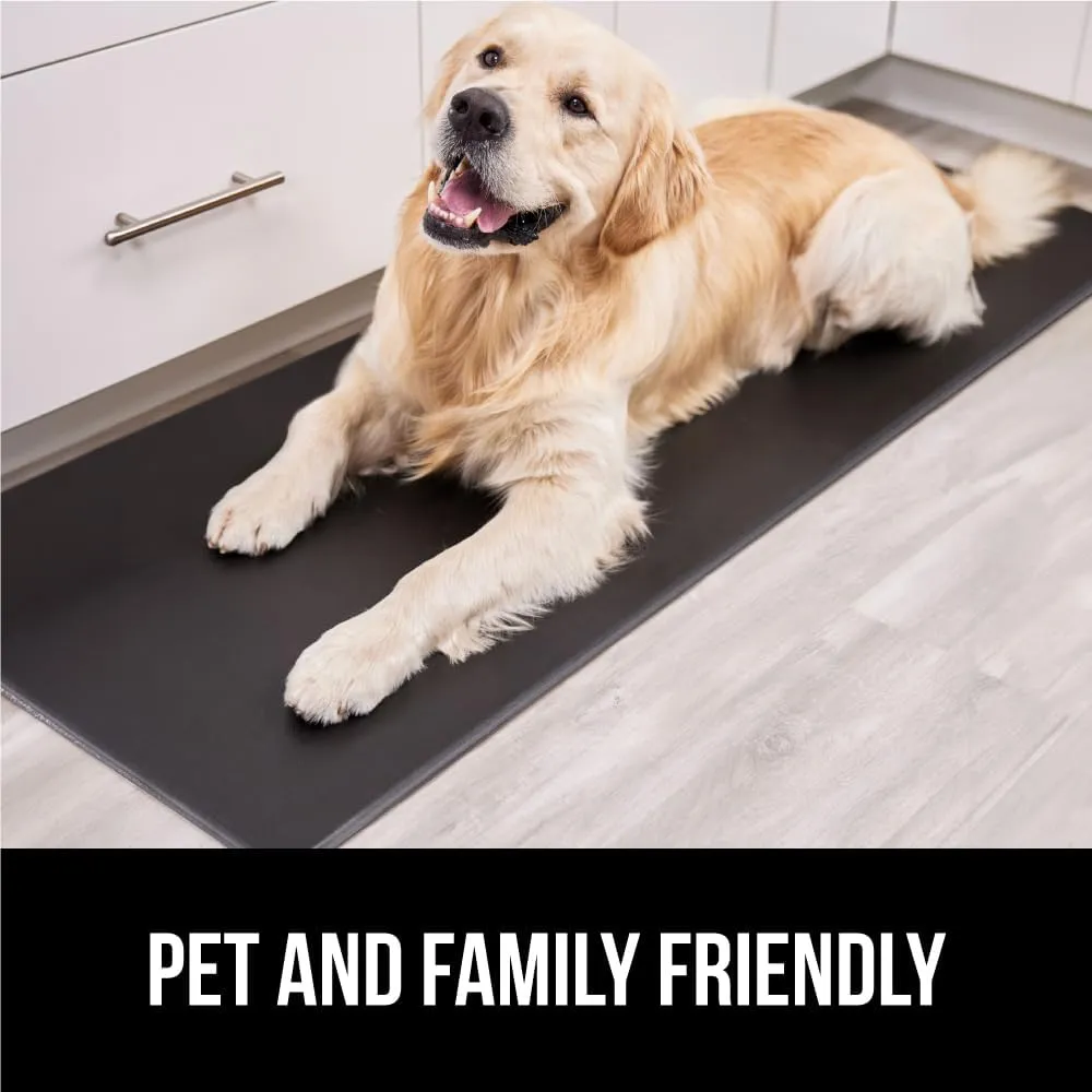 GORILLA GRIP Set of 2 Soft Anti Fatigue Mats for Kitchen Floor, 17x29 17x59, Stain and Scratch Resistant Waterproof Ergonomic Standing Office Desk Mat, Supportive Memory Foam Rug, 1/2 Inch Thick Black