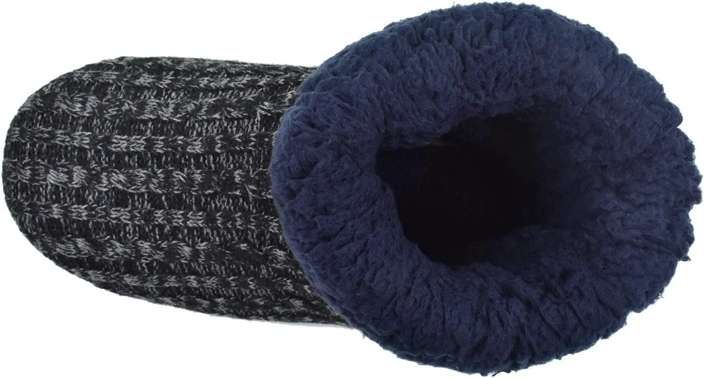 GPOS Knit Rock Wool Warm Men Indoor Pull on Cozy Memory Foam Slipper Boots Soft Rubber Sole