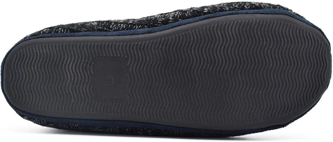 GPOS Knit Rock Wool Warm Men Indoor Pull on Cozy Memory Foam Slipper Boots Soft Rubber Sole
