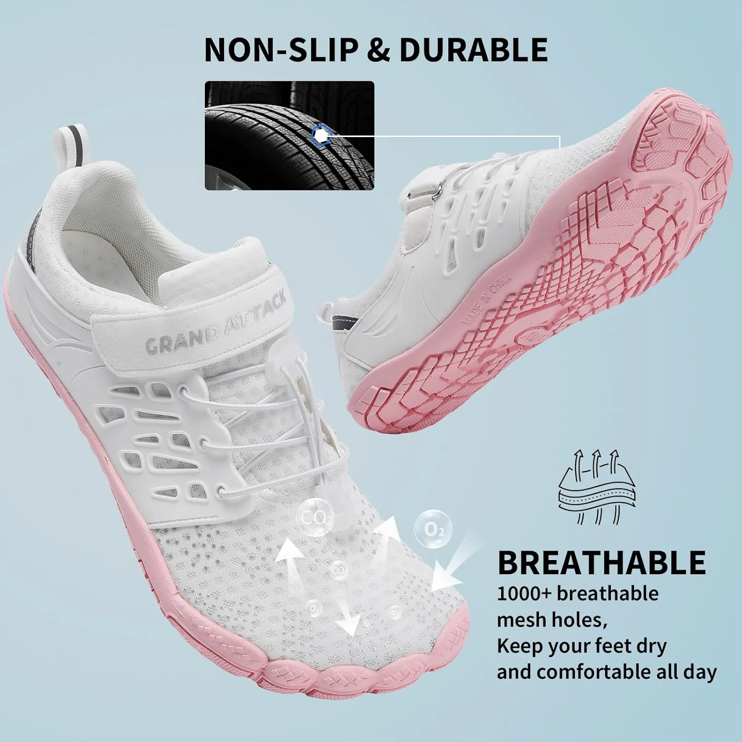 Grand Attack Barefoot Shoes Women Minimalist Zero Drop Lightweight Cross-Trainer for Wrestling Boxing Weightlifting Walking Shoes