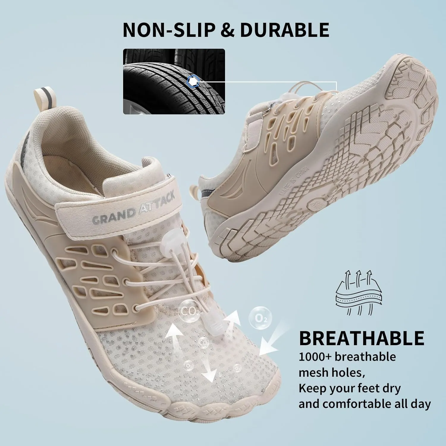 Grand Attack Barefoot Shoes Women Minimalist Zero Drop Lightweight Cross-Trainer for Wrestling Boxing Weightlifting Walking Shoes