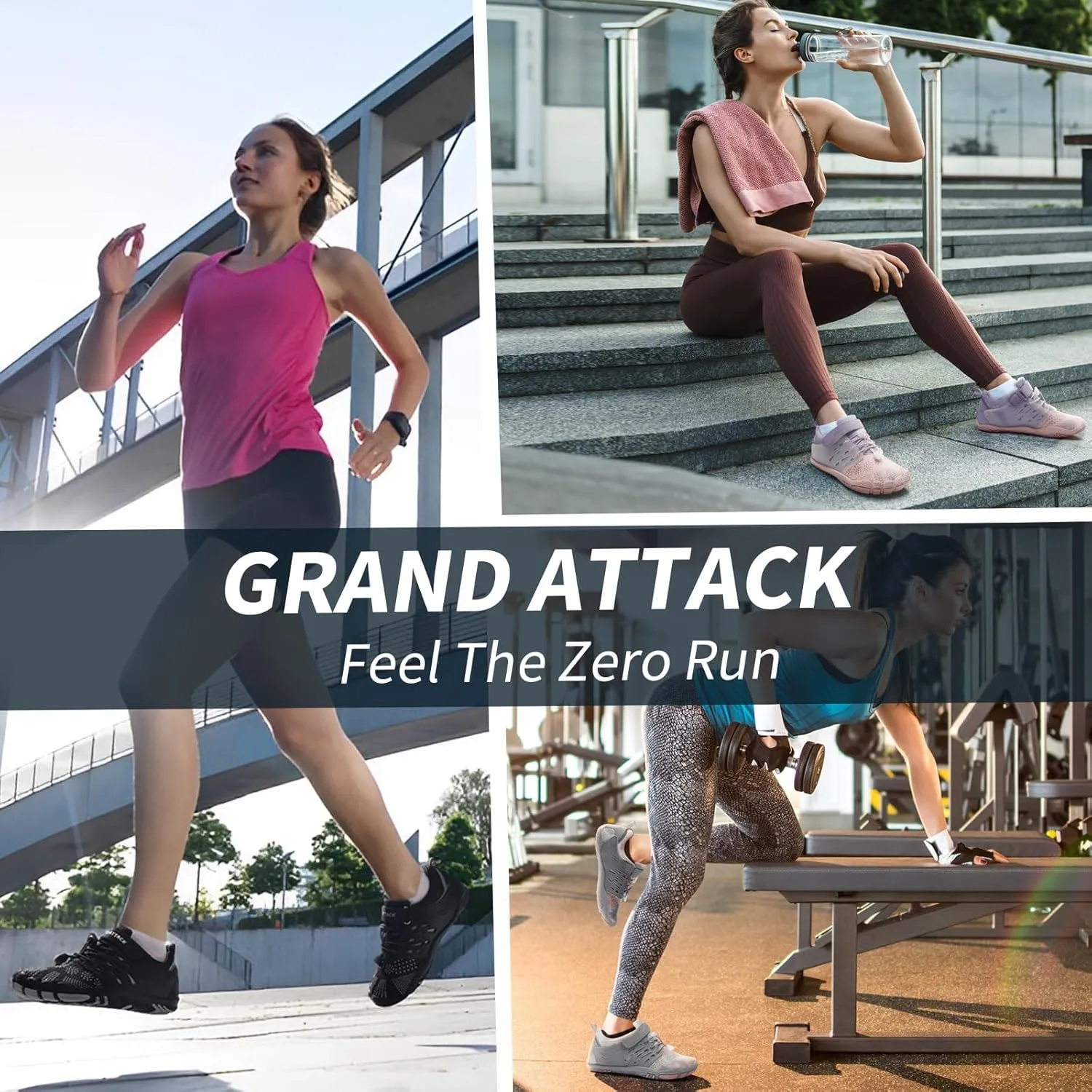 Grand Attack Barefoot Shoes Women Minimalist Zero Drop Lightweight Cross-Trainer for Wrestling Boxing Weightlifting Walking Shoes