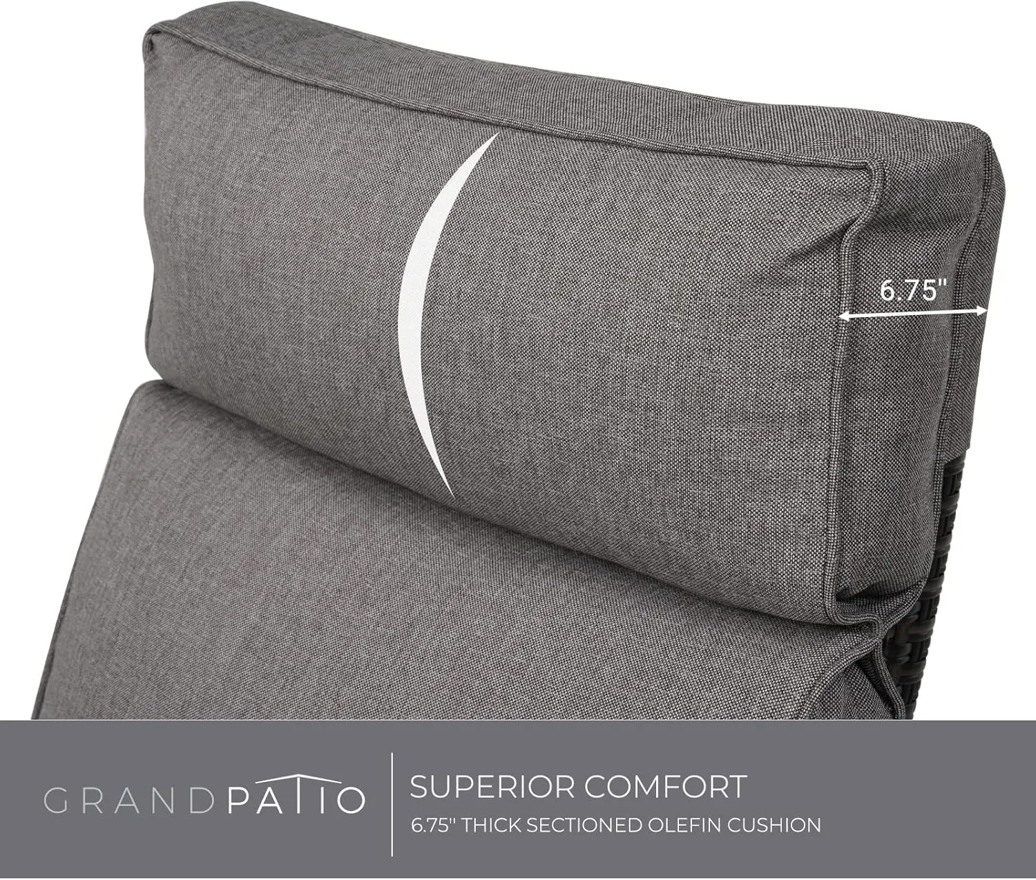 Grand patio Outdoor Recliner Air Pump 150° Lay Flat Reclining Chair with Independent Adjustable Back and Footrest Removable Olefin Cushion Flip-Up Table Wicker Grey 2PCS