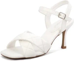 Greatonu Women's Square Toe heels Open Toe Slip-on Sandals Heeled Mules