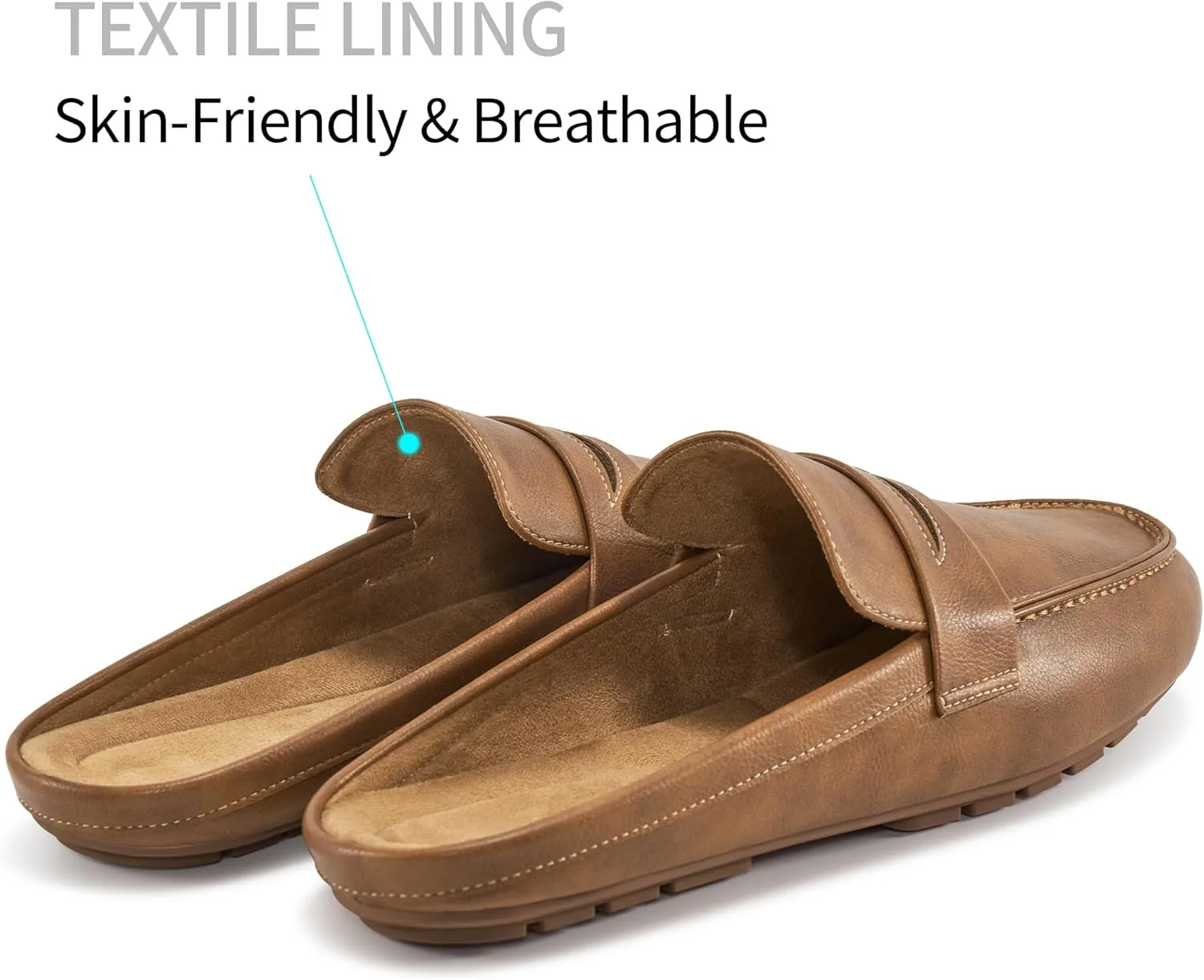 HARENCE Mules for Women Flats Shoes: Comfortable Dressy Round Toe Backless Mule Slides Casual Walking Slip On Work Loafers