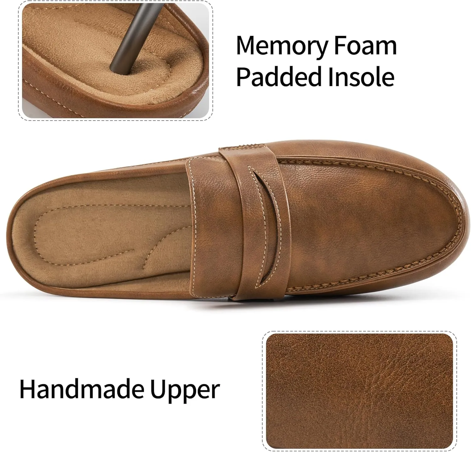 HARENCE Mules for Women Flats Shoes: Comfortable Dressy Round Toe Backless Mule Slides Casual Walking Slip On Work Loafers