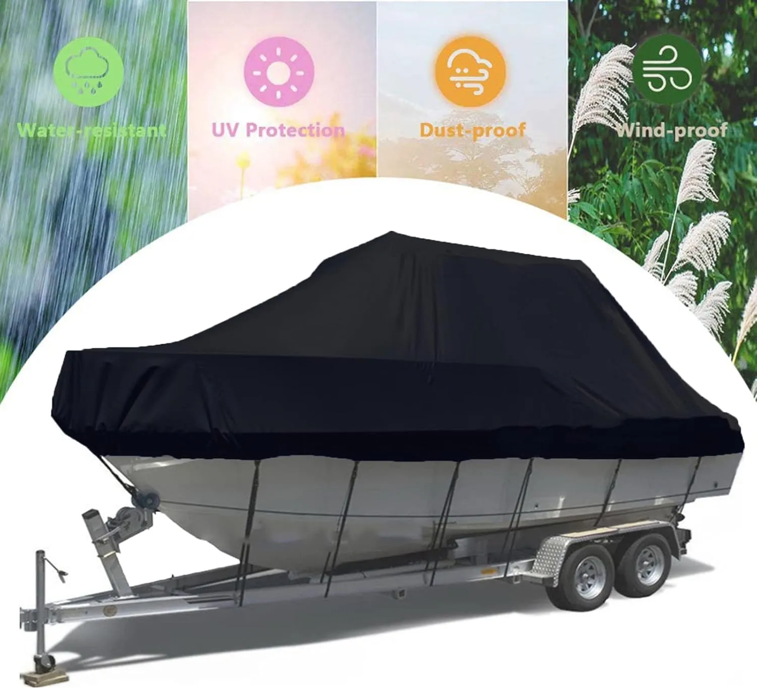 Heavy Boat Cover, 420d Dust-Proof Anti-Uv Thick Oxford Cloth Towable Boat Cover Used for Winter Outdoor Protection Color Can Be Customized
