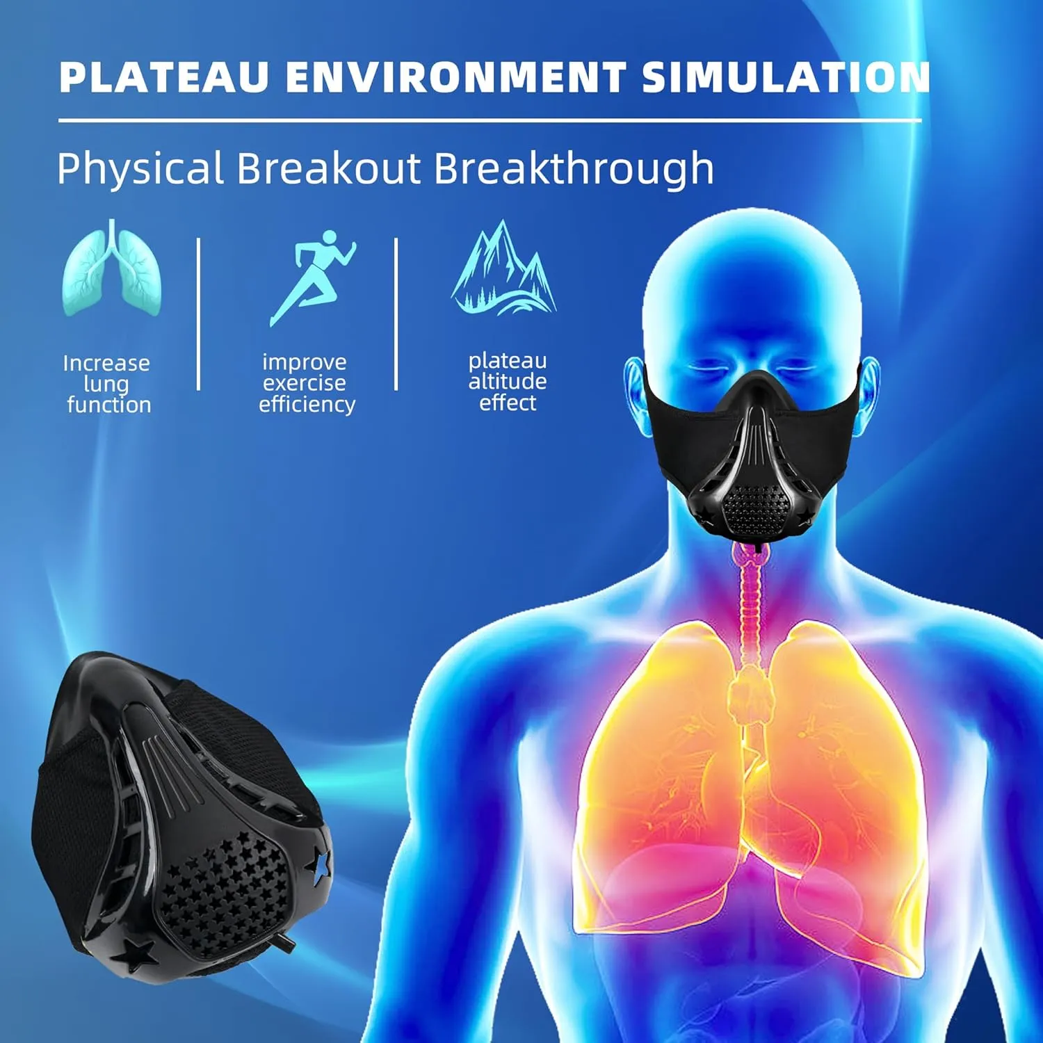High Altitude Mask,Workout Training Mask，Training Mask- Suitable for Gym, Cardio, Fitness, Running, Endurance and HIIT Training