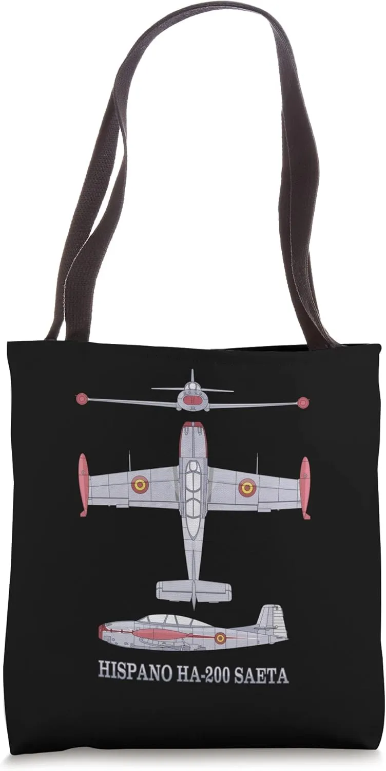 Hispano HA-200 Saeta Spanish Jet Plane Diagram Tote Bag
