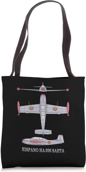 Hispano HA-200 Saeta Spanish Jet Plane Diagram Tote Bag