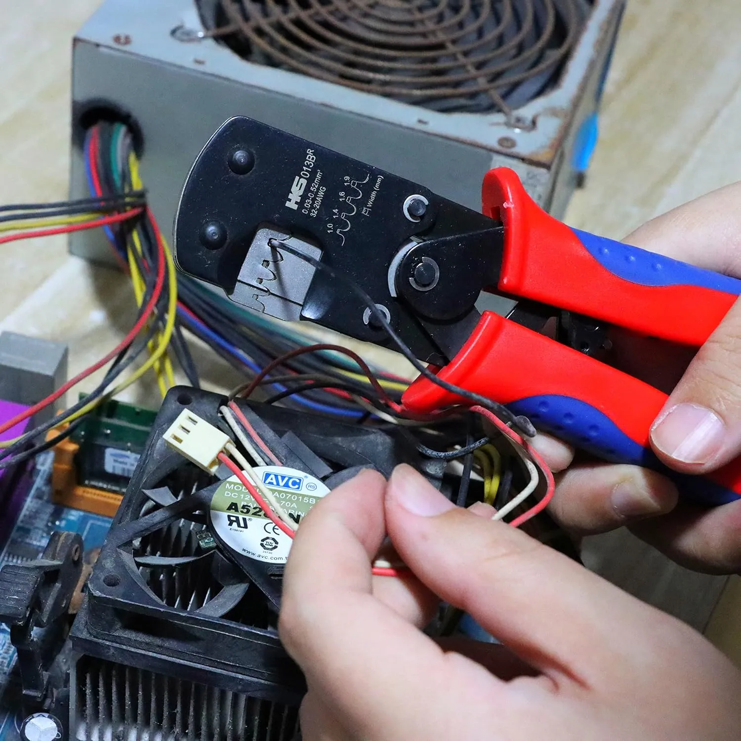HKS Open Barrel Micro Pin Connectors Crimping Tool 0.03-0.52mm² 32-20 AWG Ratcheting Crimper for D-Sub, for Molex JST TE & JAE