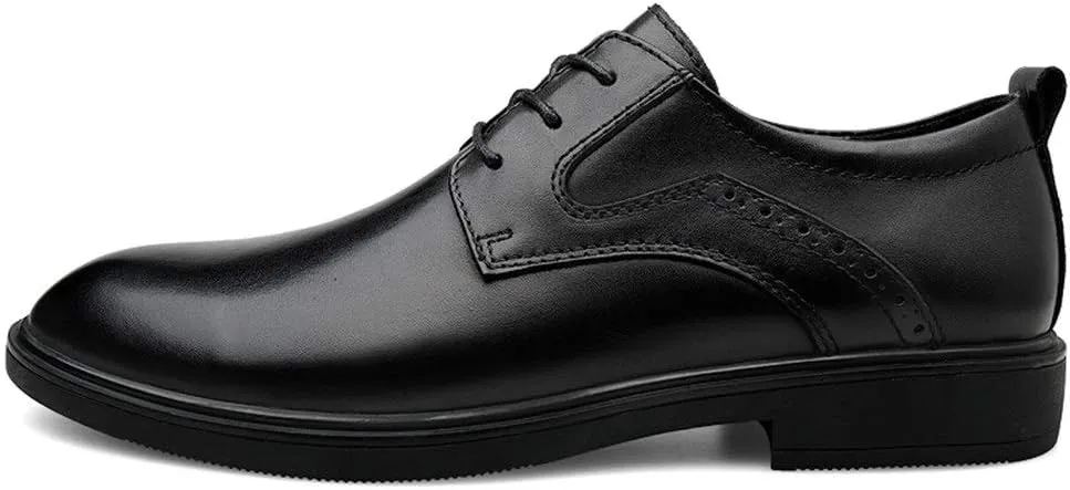HOOENG Dress Oxford for Men Lace Up Round Toe Derby Shoes Cowhide Rubber Sole Block Heel Anti-Slip Classic
