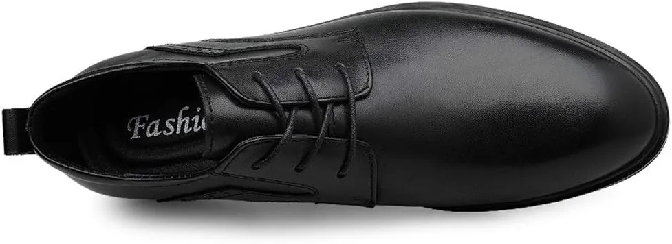 HOOENG Dress Oxford for Men Lace Up Round Toe Derby Shoes Cowhide Rubber Sole Block Heel Anti-Slip Classic