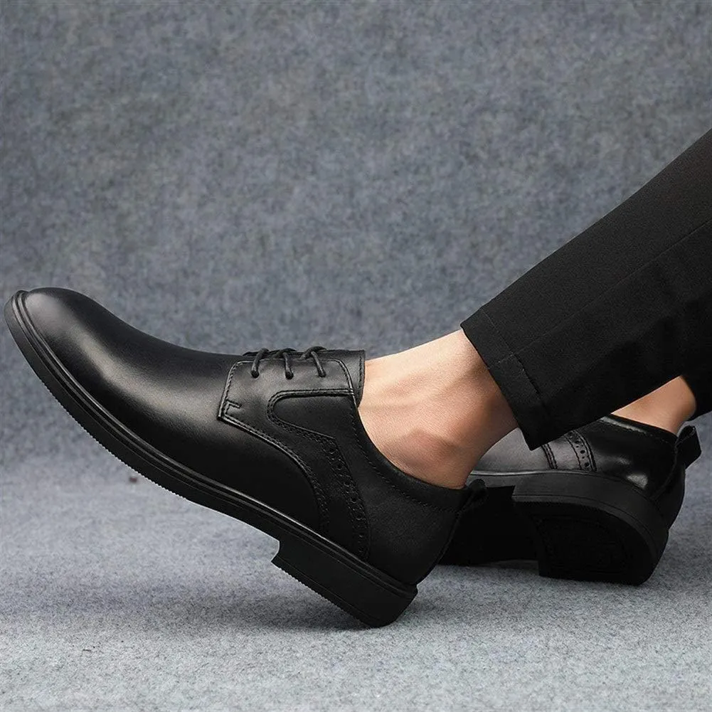 HOOENG Dress Oxford for Men Lace Up Round Toe Derby Shoes Cowhide Rubber Sole Block Heel Anti-Slip Classic