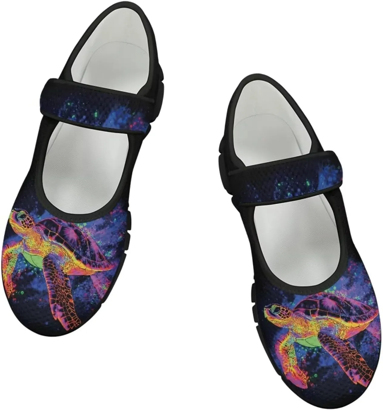 Howilath Animal Print Mary Jane Shoes Women Round Toe Dress Dance Shoes Mesh Casual Flats Shoes