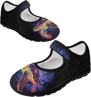 Howilath Animal Print Mary Jane Shoes Women Round Toe Dress Dance Shoes Mesh Casual Flats Shoes