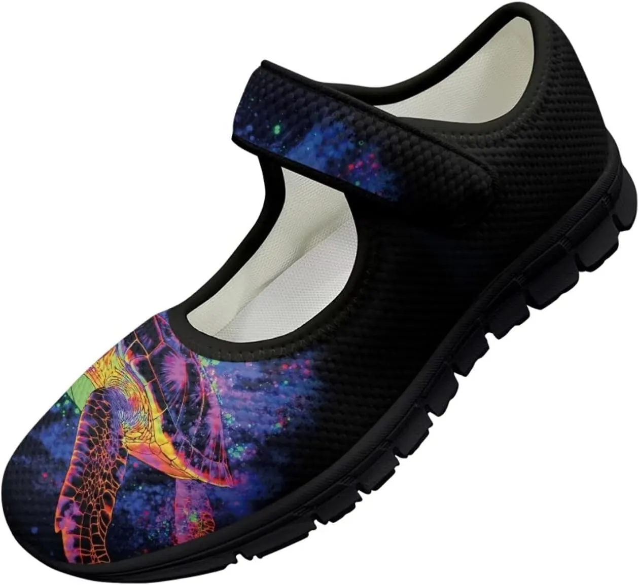 Howilath Animal Print Mary Jane Shoes Women Round Toe Dress Dance Shoes Mesh Casual Flats Shoes