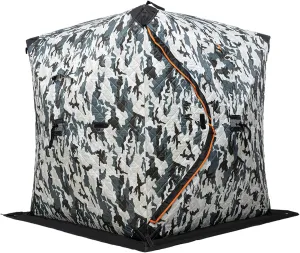 Ice Fishing Tent, 2-Person 57x57x65in Pop-Up, Camouflage 210D Oxford, Windproof with Ice Anchors for Winter Fishing