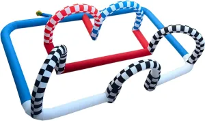 Inflatable Go Kart Race Tracks Inflatable Didi Car Race Track Sport Game Air Racing Bumper Car Happy Hopper Circuit for Birthday Party and Event (Blue Red, 50x26x10FT)