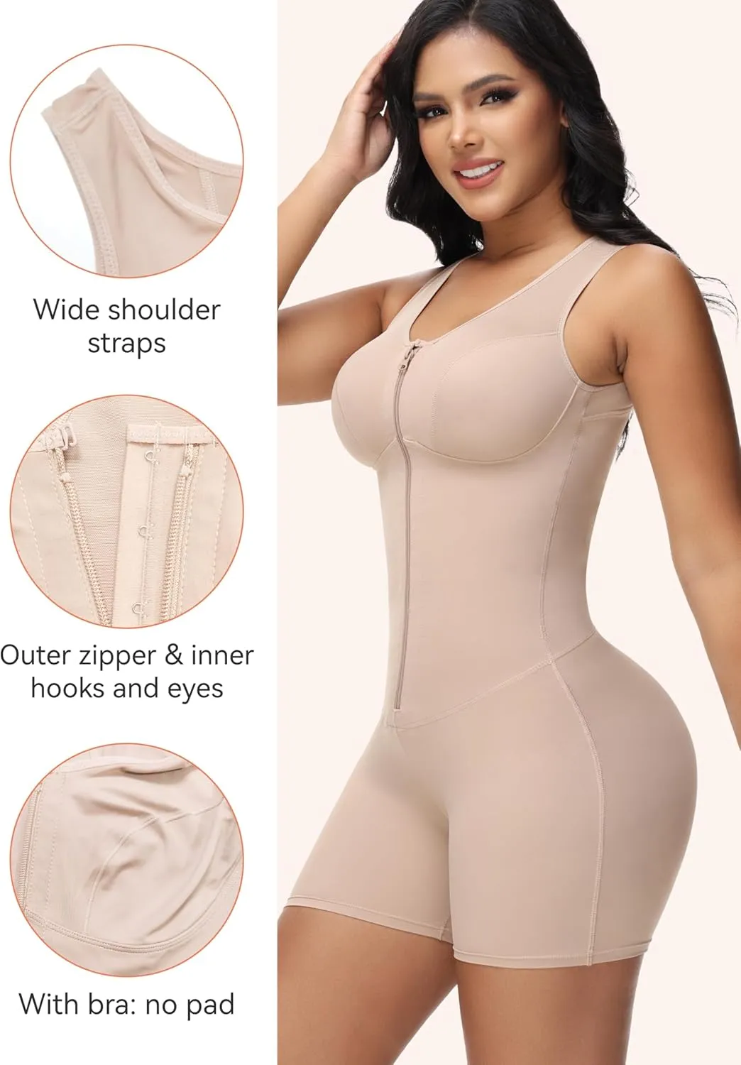 JOSHINE Shapewear Tummy Control Fajas Colombianas Moldeadoras Seamless Full Body Shaper Bodysuits for Women